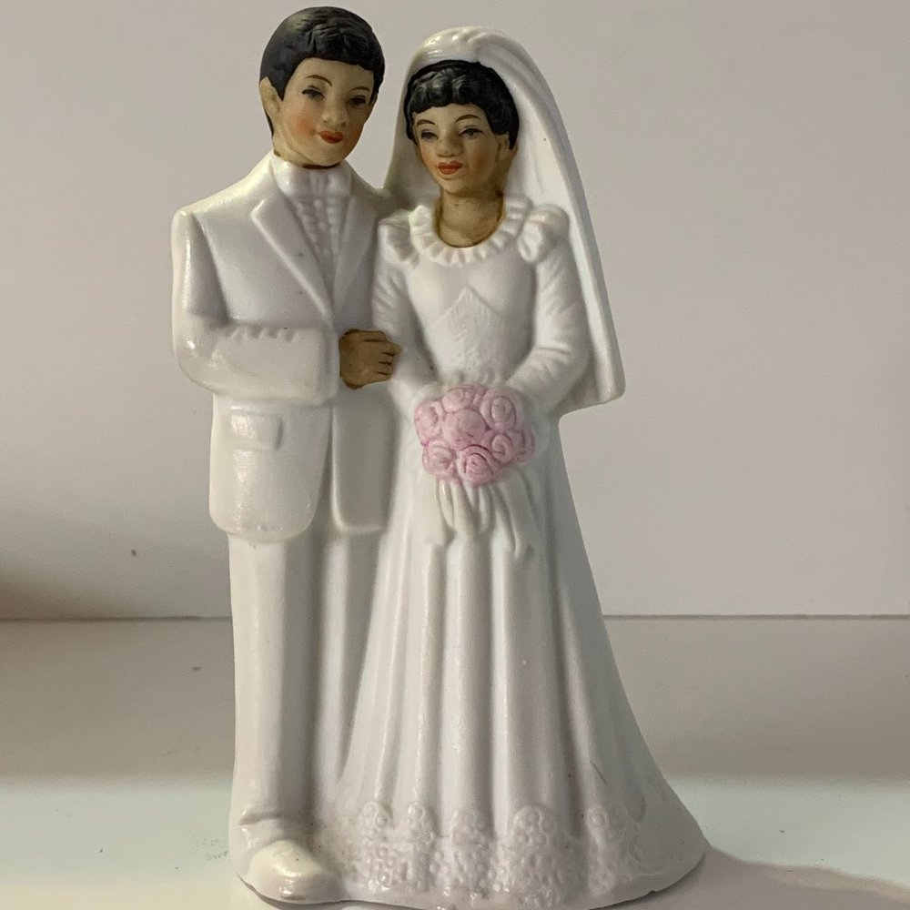 Vintage Toma Porcelain 7045 Wedding Bride Groom Cake Topper Shower Decoration 5